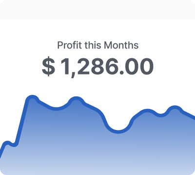 Monthly profit analytics dashboard showing revenue growth chart